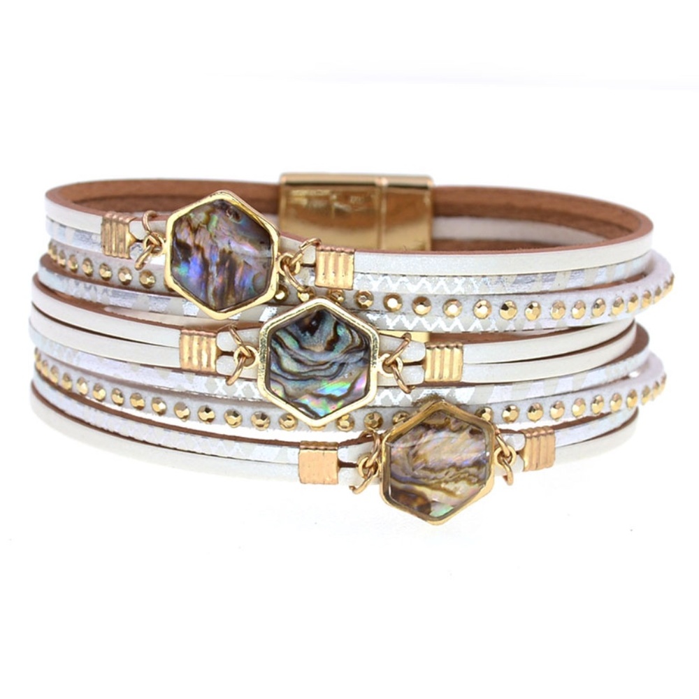 COPY - Leather Paua Abalone Shell bracelet with magnetic clasp